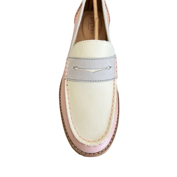 Sperry Womens Seaport Penny Loafer In Blush Ivory Gray Leather Size 8.5 - Picture 8 of 14